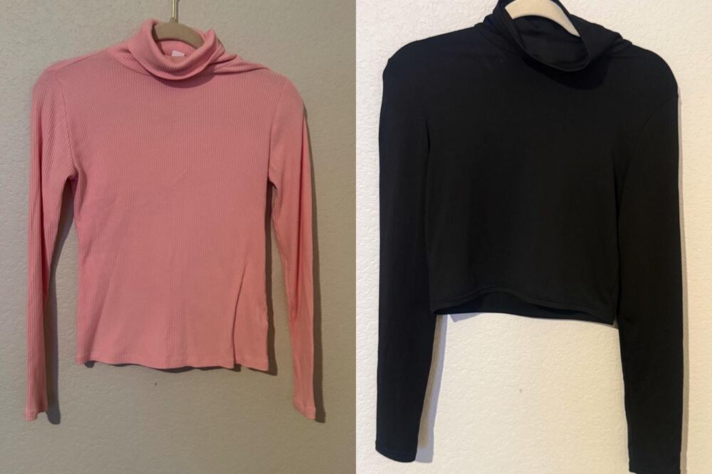 Women's Bundle of 2 Stretchy Casual Mock Neck Pullover Top Sweater Workwear - XS